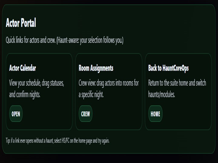 Actor Portal screenshot