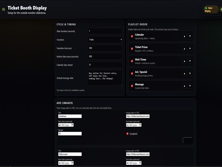 Display Setup screenshot